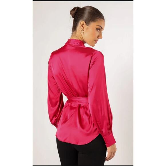 New NWT Petal‎ + Pup Aydin Wrap Top Size XL Magenta Red Pink - Picture 3 of 13